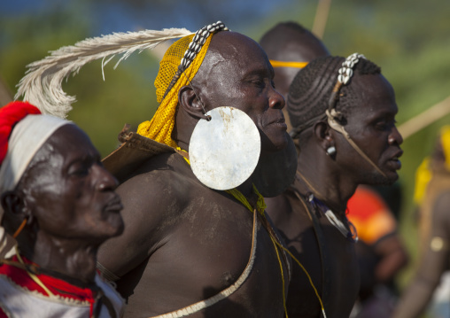 Bodi Tribe Man With Giant Earring During Kael Ceremony, Hana Mursi, Omo Valley, Ethiopia