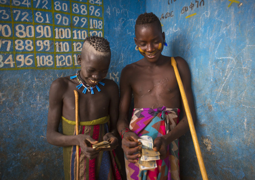 Mursi Tribe Boys In A School, Mago Park, Omo Valley, Ethiopia