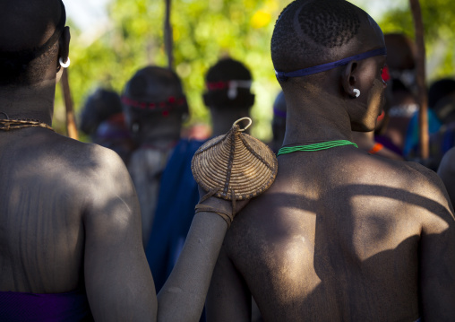 Bodi Tribe Man With Shields, Hana Mursi, Omo Valley, Ethiopia