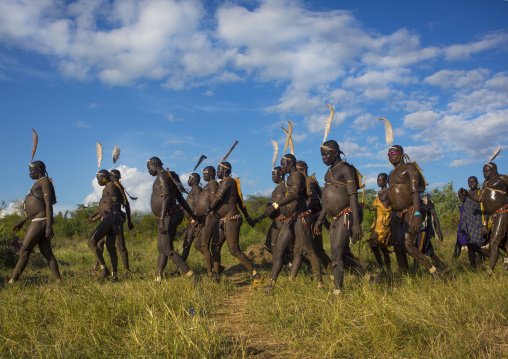 Bodi Tribe Fat Men During Kael Ceremony, Hana Mursi, Omo Valley, Ethiopia