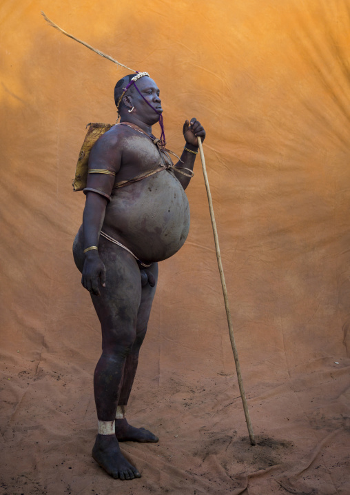 Bodi Tribe Fat Man During Kael Ceremony, Hana Mursi, Omo Valley, Ethiopia