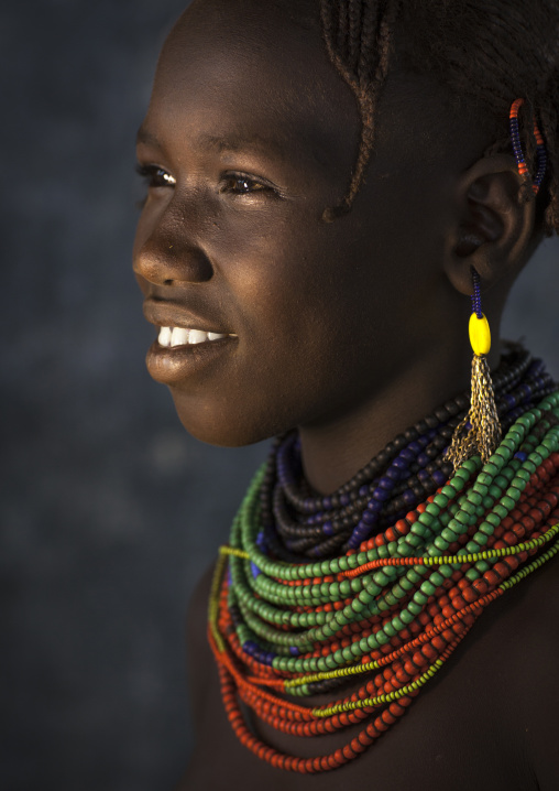 Dassanech Tribe Young Woman, Omorate, Omo Valley, Ethiopia