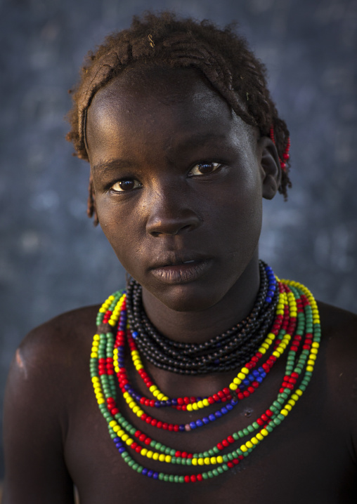 Dassanech Tribe Young Woman, Omorate, Omo Valley, Ethiopia