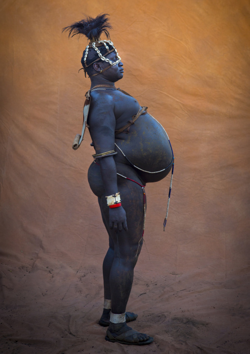 Bodi Tribe Fat Man During Kael Ceremony, Hana Mursi, Omo Valley, Ethiopia