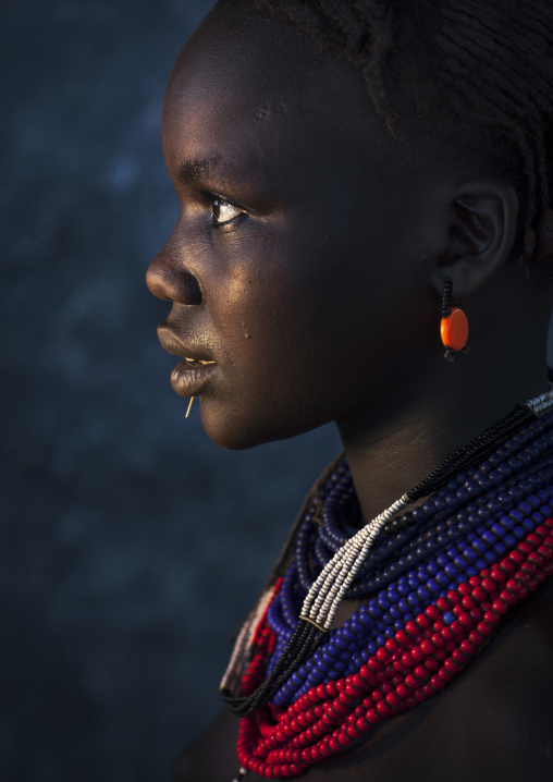 Dassanech Tribe Young Woman, Omorate, Omo Valley, Ethiopia