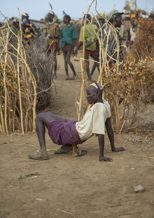 Dassanech Tribe Man With Clay Bun On The Head, Omorate, Omo Valley, Ethiopia