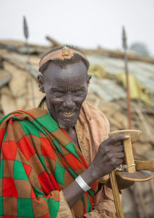 Dassanech Tribe Man With Clay Bun On The Head, Omorate, Omo Valley, Ethiopia