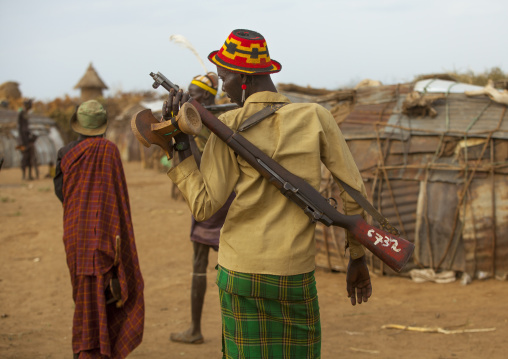 Dassanech Tribe Warrior With His Gun, Omorate, Omo Valley, Ethiopia