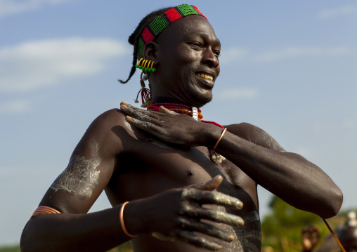 Bashada Tribe Man With Body Painting, Dimeka, Omo Valley, Ethiopia