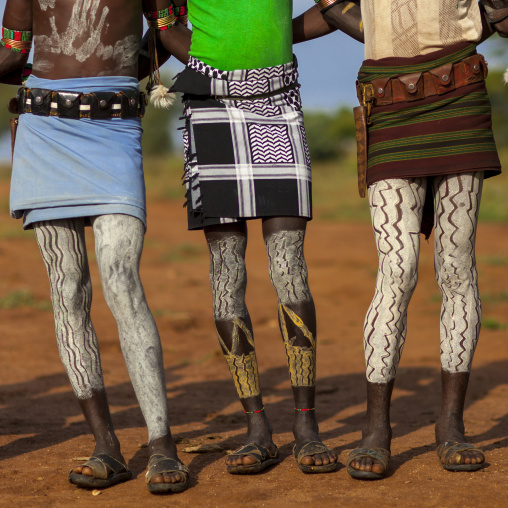 Bashada Tribe Warriors With Body Paintings, Dimeka, Omo Valley, Ethiopia