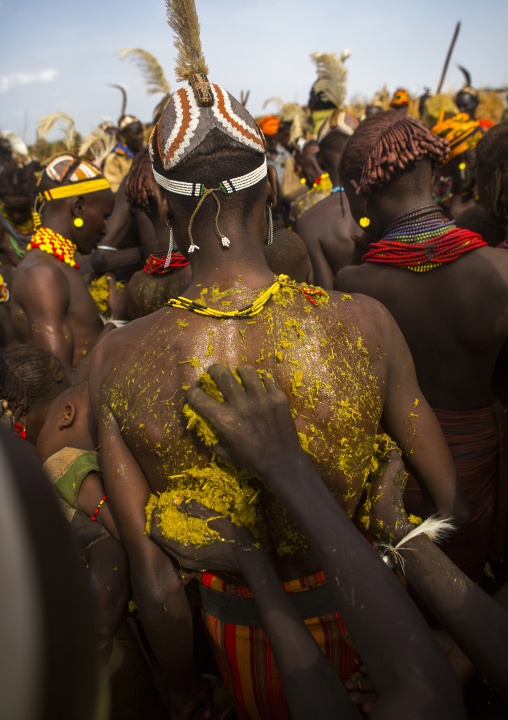 Dassanech Tribe People Putting Cow Dungs On Their Bodies For A Ceremony, Omorate, Omo Valley, Ethiopia