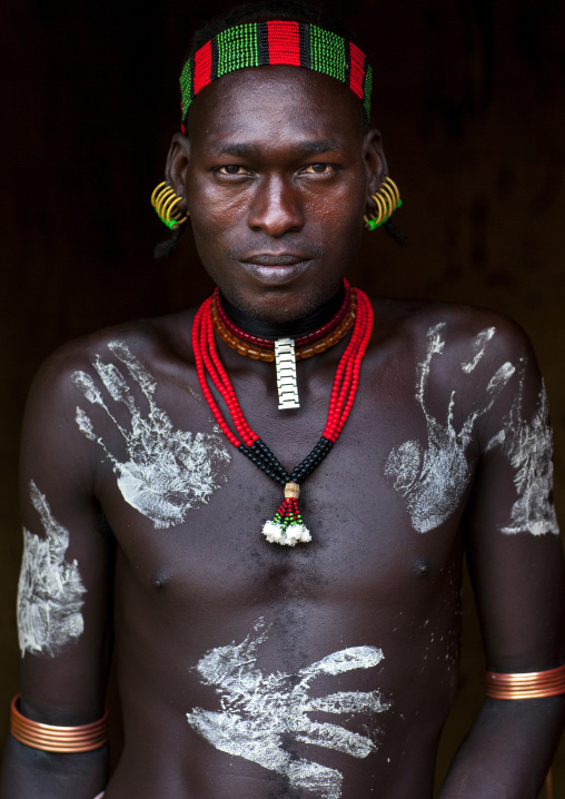 Bashada Tribe Man With Body Painting, Dimeka, Omo Valley, Ethiopia