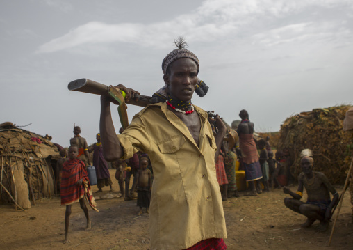 Dassanech Tribe Warrior With His Gun, Omorate, Omo Valley, Ethiopia