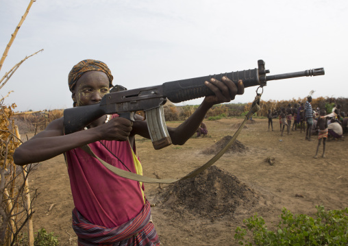 Dassanech Tribe Warrior With His Gun, Omorate, Omo Valley, Ethiopia