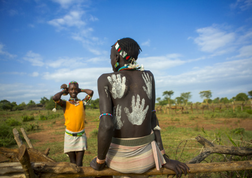 Bashada Tribe Man With Body Painting, Dimeka, Omo Valley, Ethiopia