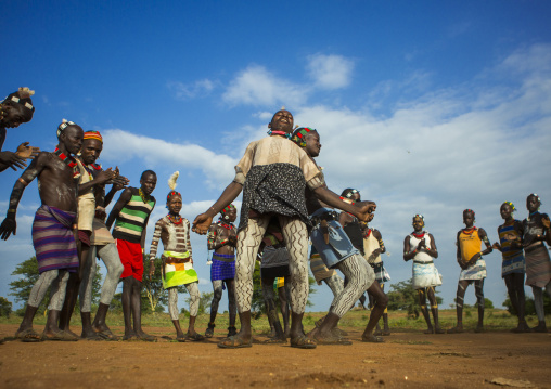 Bashada Tribe Men Dancing, Dimeka, Omo Valley, Ethiopia