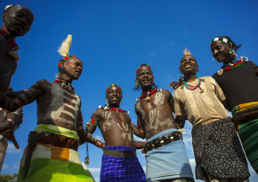 Bashada Tribe Warriors With Body Paintings, Dimeka, Omo Valley, Ethiopia