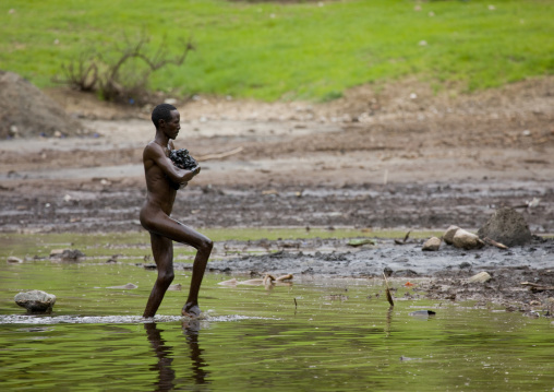 Borana Tribe Man Carrying Salt Taken From El Sod Volcano, Yabello, Omo Valley, Ethiopia