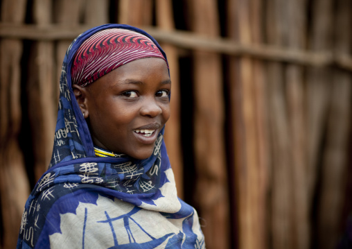 Teenage Borana Tribe Girl Wearing Veil Portrait, Omo Valley, Ethiopia