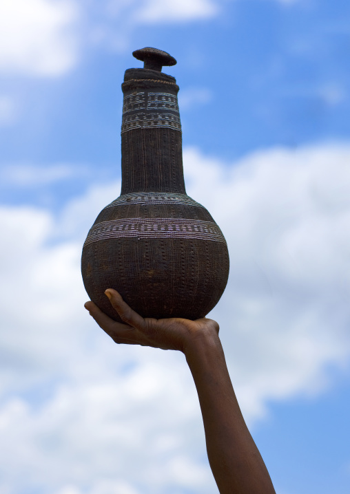 Guji Tribe Woman Carrying A Calabash, Omo Valley, Ethiopia