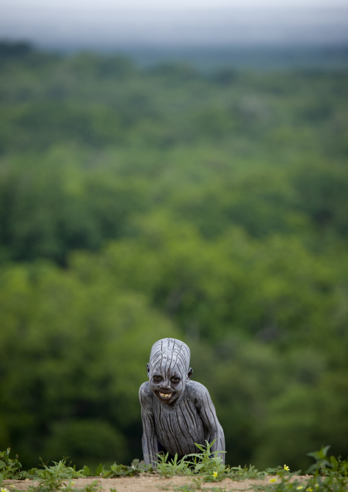 Kid With Toothy Smile Body Paintings Climbing Back From The Omo River, Korcho, Omo Valley, Ethiopia