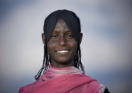 Afar tribe woman with scarifications on her face, Assaita, Afar regional state, Ethiopia