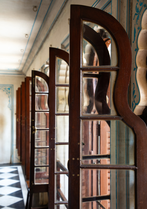 Open windows in the city palace, Rajasthan, Udaipur, India