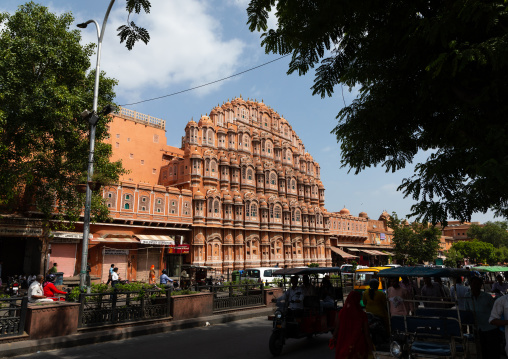 Front of the Hawa Mahal the palace of winds, Rajasthan, Jaipur, India