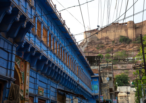 Old blue house of a brahmin at the bottom of the fort, Rajasthan, Jodhpur, India