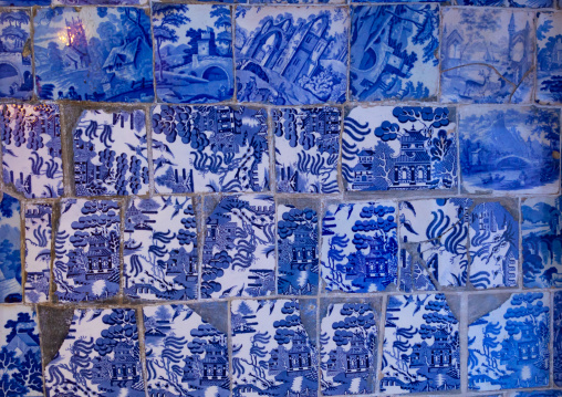 Blue tiles on the wall of a room in Junagarh fort, Rajasthan, Bikaner, India