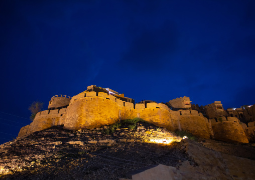 Jaisalmer fort by night, Rajasthan, Jaisalmer, India