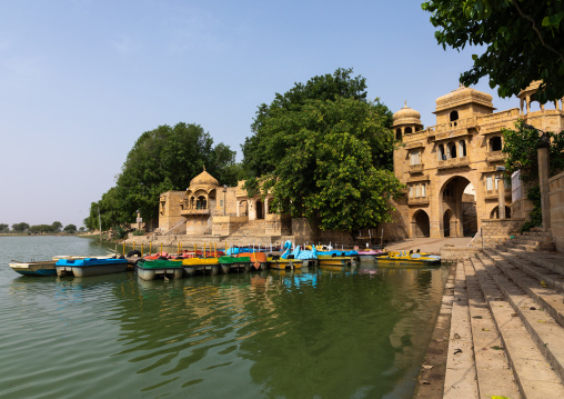 Ancient shiva temple on gadisar lake, Rajasthan, Jaisalmer, India