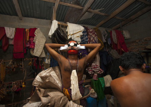 Backstage With Kathakali Dancers In Fort Kochin, India