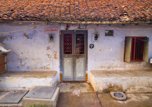 Kolam In Front Of A Tiny And Old House With A Tiled Roof, Chennai, India