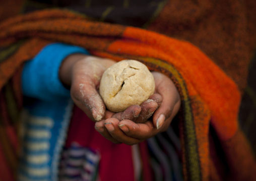 Pilgrim With Her Hair In A Ball At Maha Kumbh Mela, Allahabad, India