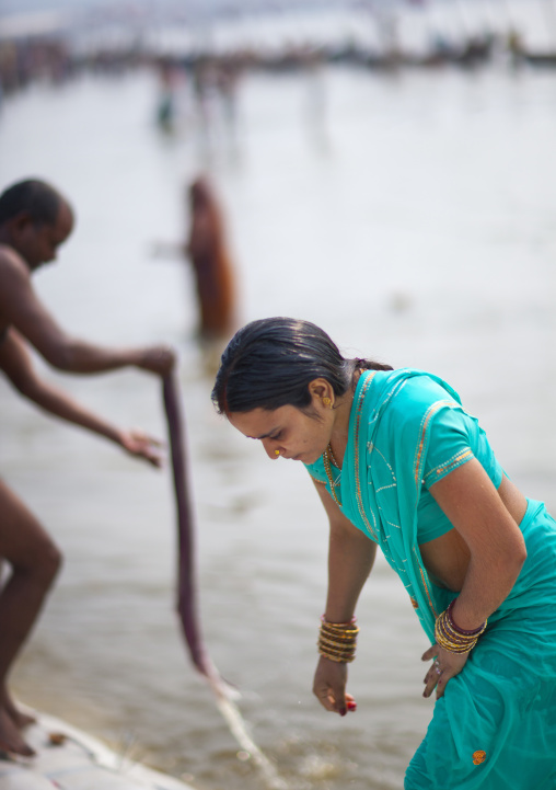 Pilgrim Bathing In Ganges, Maha Kumbh Mela, Allahabad, India