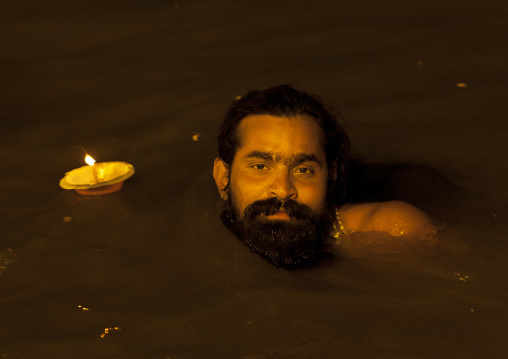 Pilgrim Bathing In Ganges, Maha Kumbh Mela, Allahabad, India