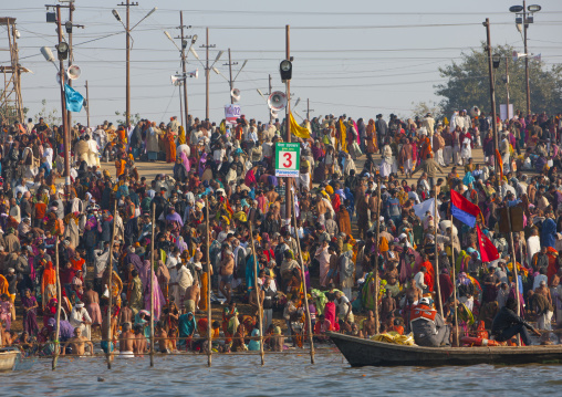 Pilgrims Bathing In Ganges, Maha Kumbh Mela, Allahabad, India