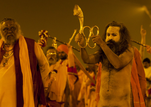 Naga Sadhu From Juna Akhara Going To Bath, Maha Kumbh Mela, Allahabad, India