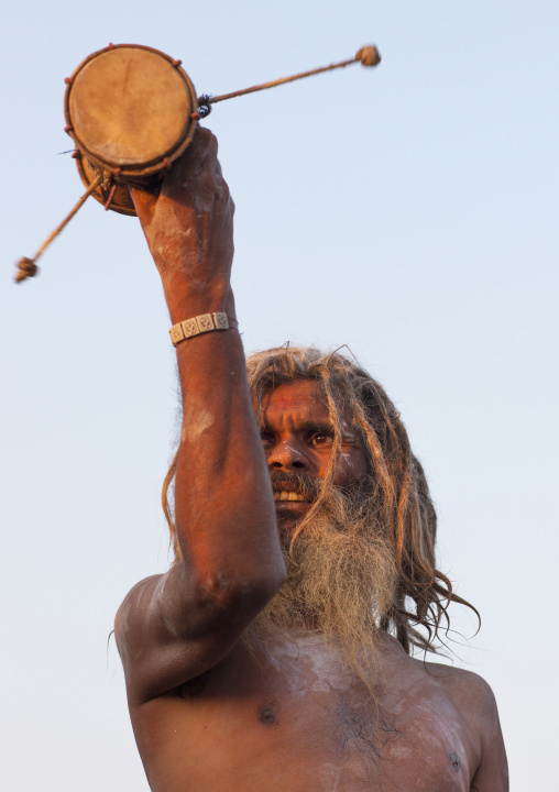 Naga Sadhu From Juna Akhara Going To Bath, Maha Kumbh Mela, Allahabad, India