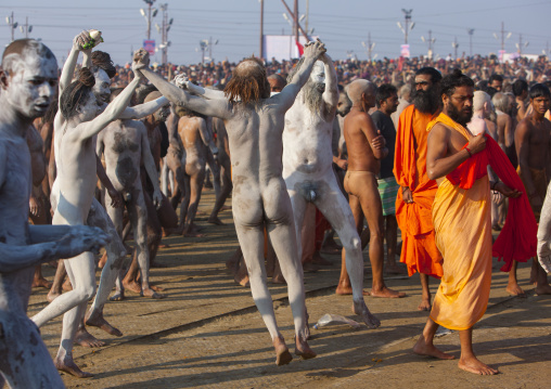 Naga Sadhu From Juna Akhara Going To Bath, Maha Kumbh Mela, Allahabad, India