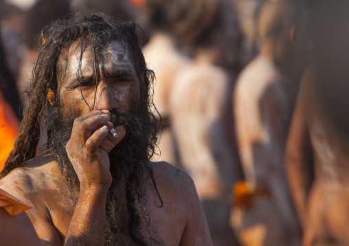 Naga Sadhu From Juna Akhara Going To Bath, Maha Kumbh Mela, Allahabad, India