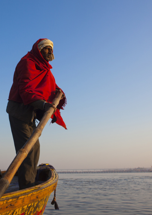 Man On A Boat, Maha Kumbh Mela, Allahabad, India