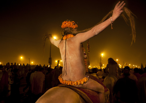 Naga Sadhu From Juna Akhara Going To Bath, Maha Kumbh Mela, Allahabad, India