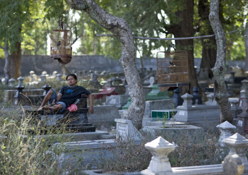 Having a rest in cimetery, Java island indonesia