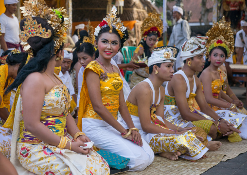 Teenagers In Traditional  Costumes  Before A Tooth Filing Ceremony