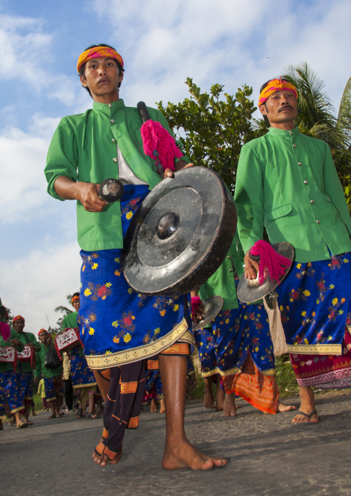 Man Playing Gamelan During A Wedding Parade, Mataram, Lombok Island, Indonesia