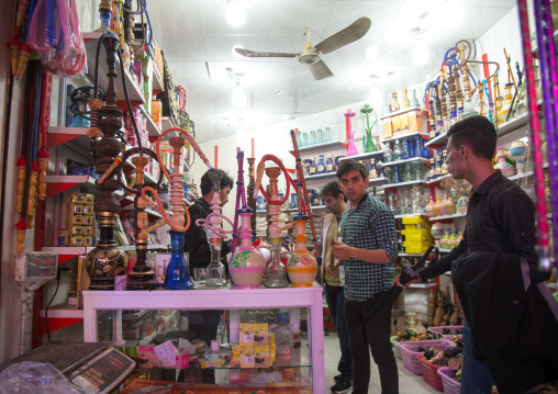 shop selling with water pipes in the bazaar, Hormozgan, Bandar Abbas, Iran