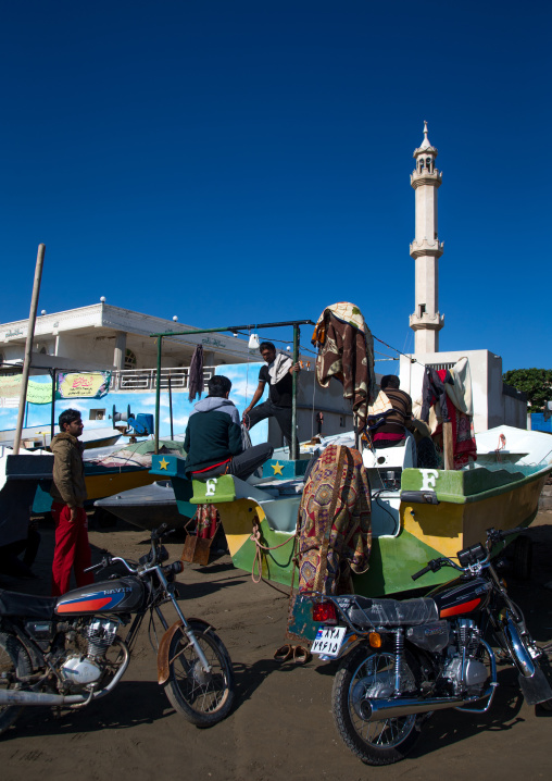 fisherman and their boats on the seaside, Hormozgan, Bandar Abbas, Iran