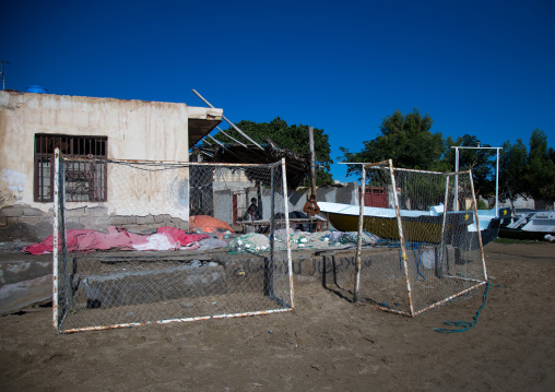 football cages on the beach, Hormozgan, Bandar Abbas, Iran